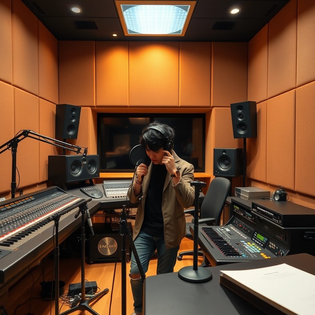 Professional recording studio setup