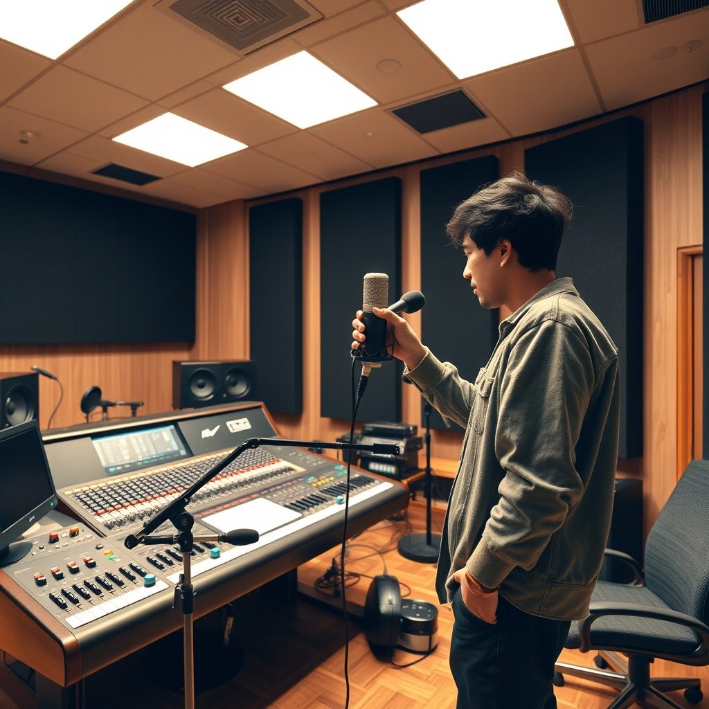 Recording studio interior with equipment