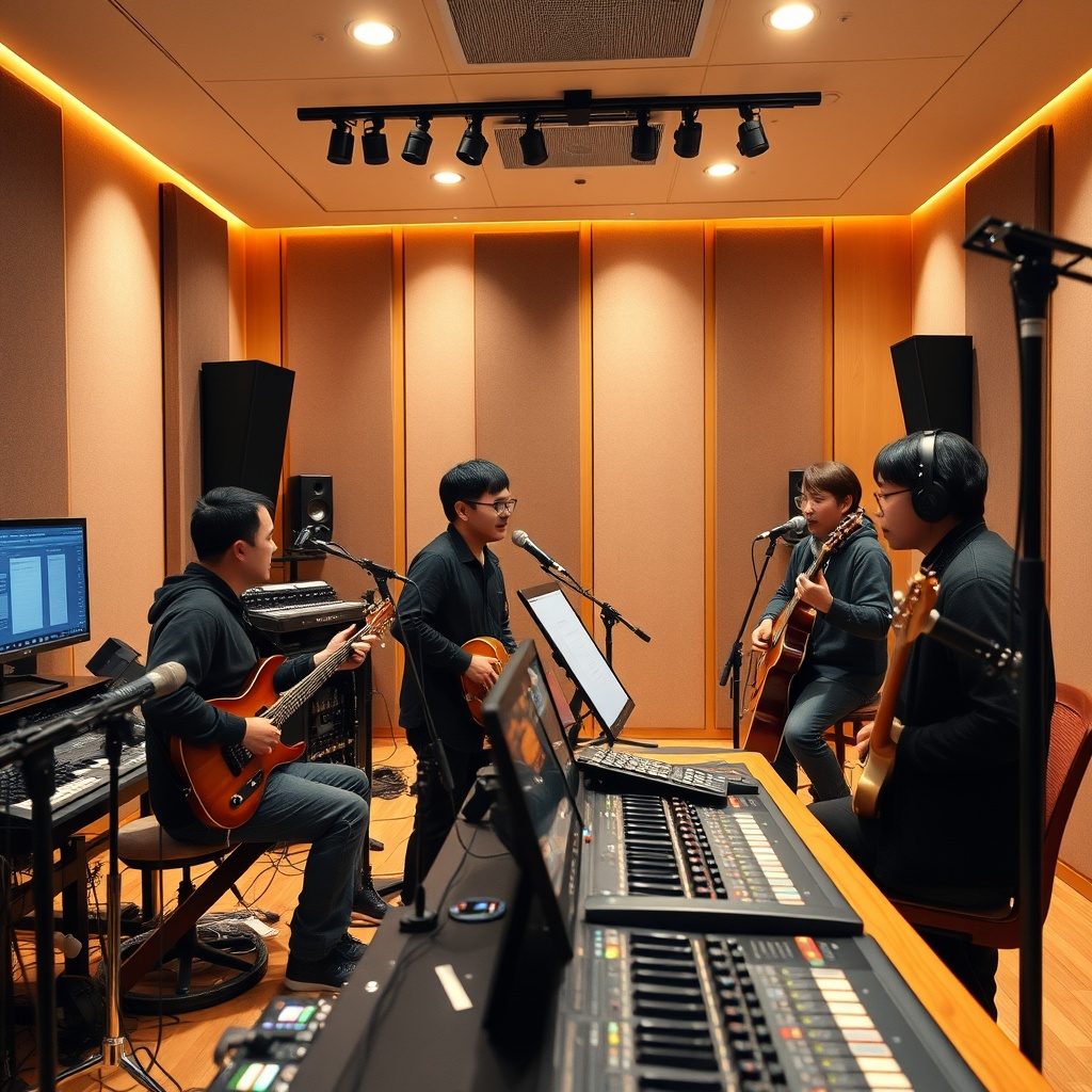 Professional recording studio setup