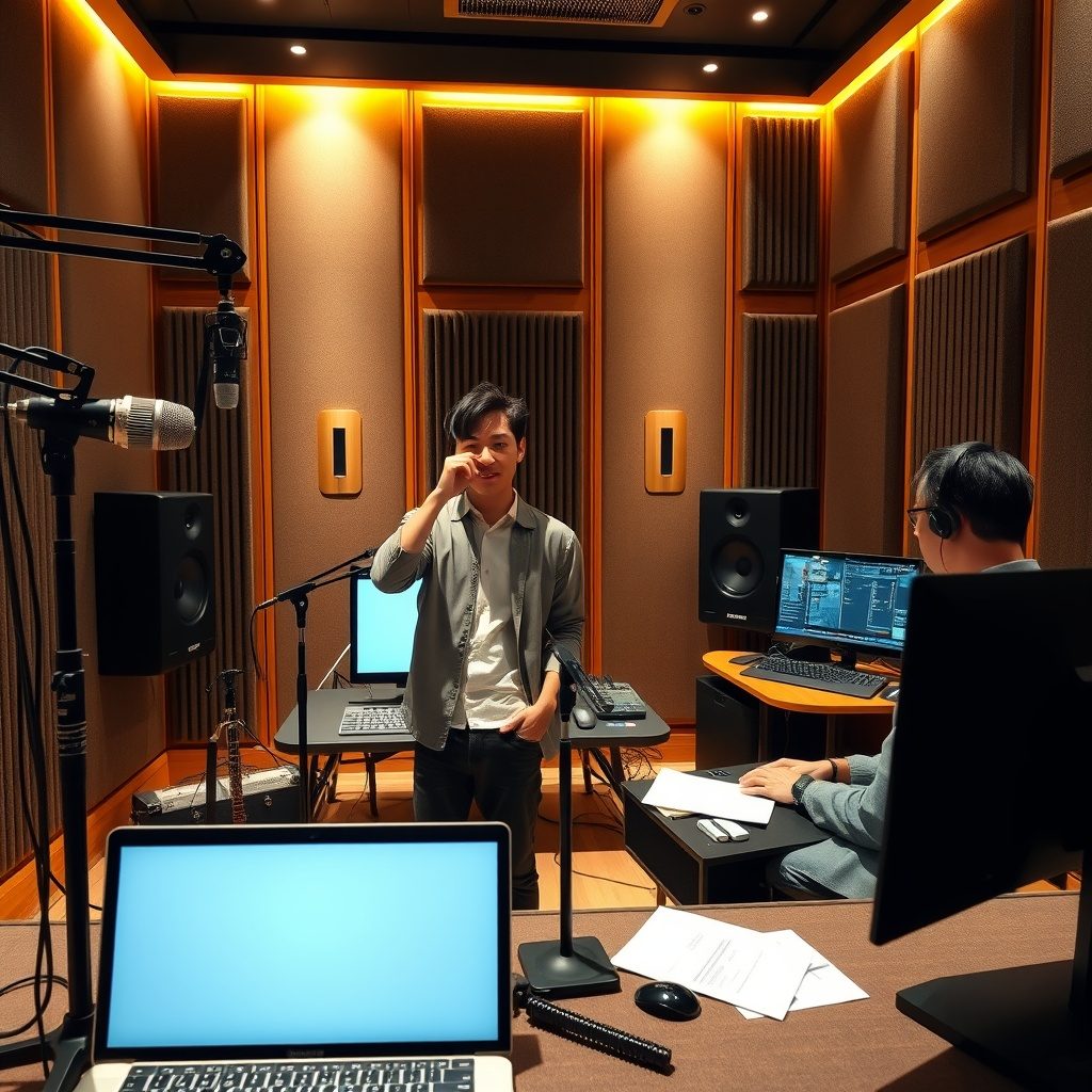 Voice-over recording session at Rec Studio